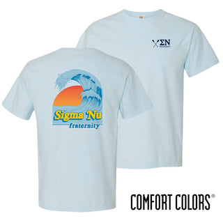 Clearance! Fraternity Comfort Colors Chambray Short Sleeve Retro Ocean Tee Campus Classics