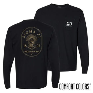 Fraternity Comfort Colors Badge Long Sleeve Pocket Tee Campus Classics