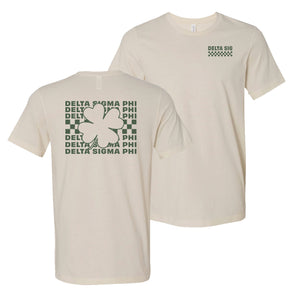 New! Fraternity Natural Clover Checker Short Sleeve Tee