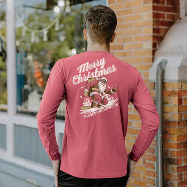 SigEp Holiday Shredding Santa Long Sleeve Tee Sigma Phi Epsilon
