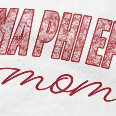 Close-up image of fraternity mom t-shirt graphic