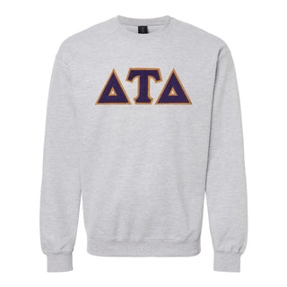 Delt Heather Grey Crewneck With Sewn On Letters Delta Tau Delta