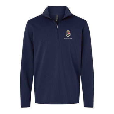 Delt Embroidered Crest Quarter Zip Delta Tau Delta