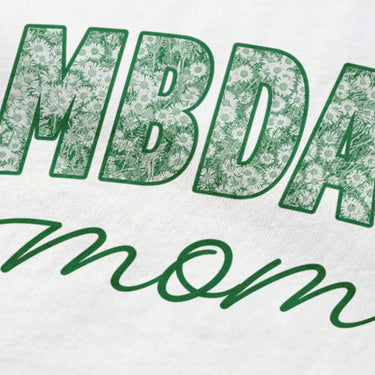 Close-up image of fraternity mom t-shirt graphic