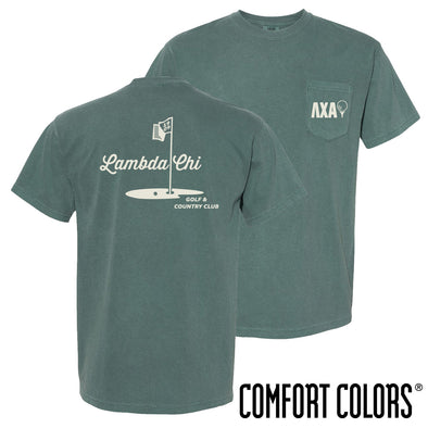 New! Lambda Chi Comfort Colors Par For The Course Short Sleeve Tee