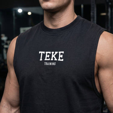 Frat black cut off tank gym design