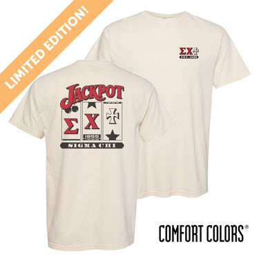 Ivory Comfort Colors Sigma Chi Jackpot t-shirt