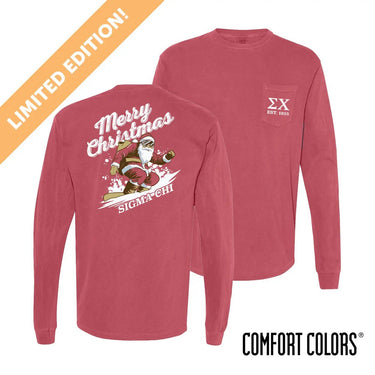 Sigma Chi Holiday Shredding Santa Long Sleeve Tee Sigma Chi