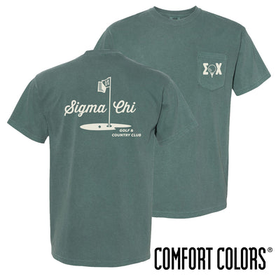 New! Sigma Chi Comfort Colors Par For The Course Short Sleeve Tee