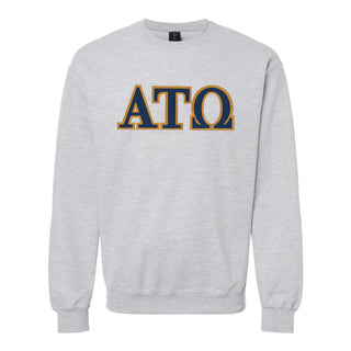 ATO Heather Grey Crewneck With Sewn On Letters Alpha Tau Omega
