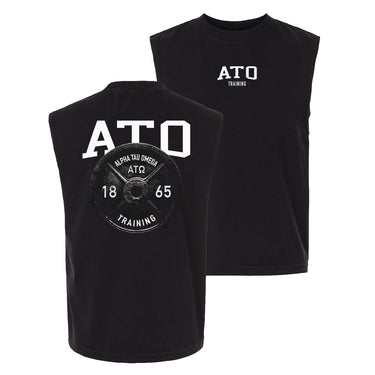 Black cut off tank top with fraternity design