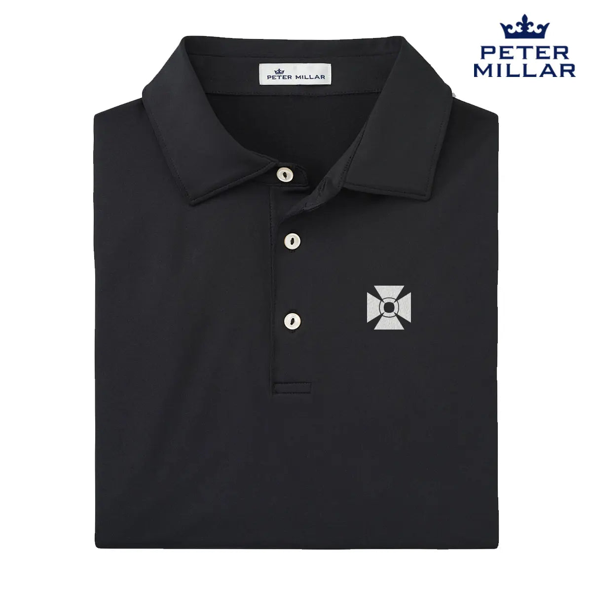 ATO Peter Millar Black Polo With Symbol – Campus Classics