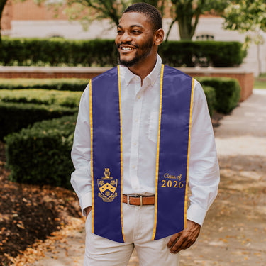 Trimmed Graduation Stole with Embroidered Crest