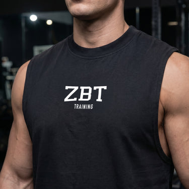 Frat black cut off tank gym design