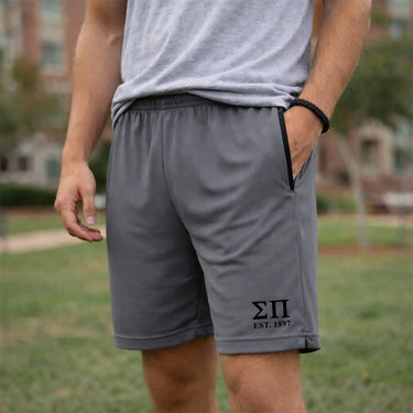 Sigma Pi 7in Grey Pocketed Shorts Sigma Pi