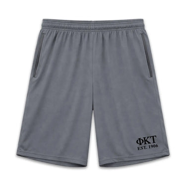 Phi Tau 7in Grey Pocketed Shorts Phi Kappa Tau