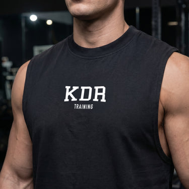 Frat black cut off tank gym design