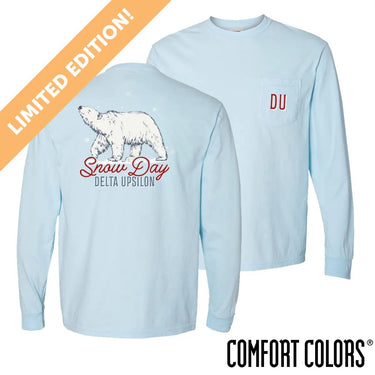 Delta Upsilon Snow Day Long Sleeve Pocket Tee Delta Upsilon