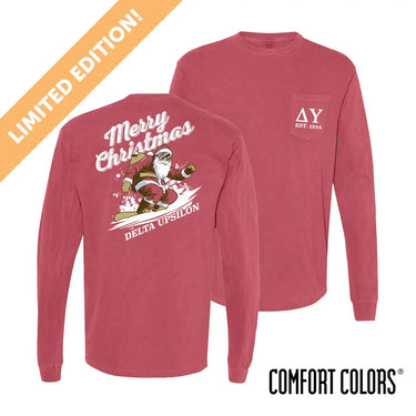 Delta Upsilon Holiday Shredding Santa Long Sleeve Tee Delta Upsilon