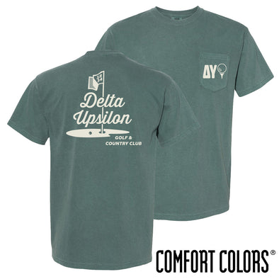 New! Delta Upsilon Comfort Colors Par For The Course Short Sleeve Tee