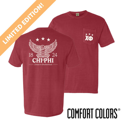 New! Chi Phi Comfort Colors Patriotic Eagle Short Sleeve Tee