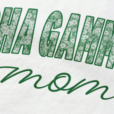 Close-up image of fraternity mom t-shirt graphic