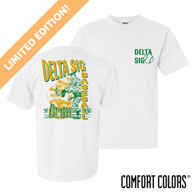 New! Delta Sig Comfort Colors Throwback Throwers Short Sleeve Tee