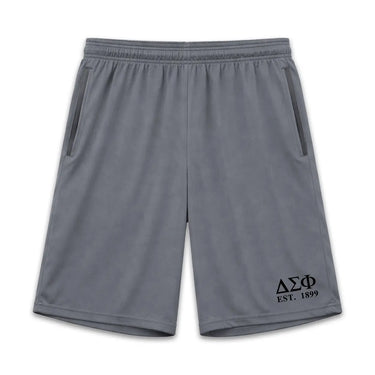 Delta Sig 7in Grey Pocketed Shorts Delta Sigma Phi