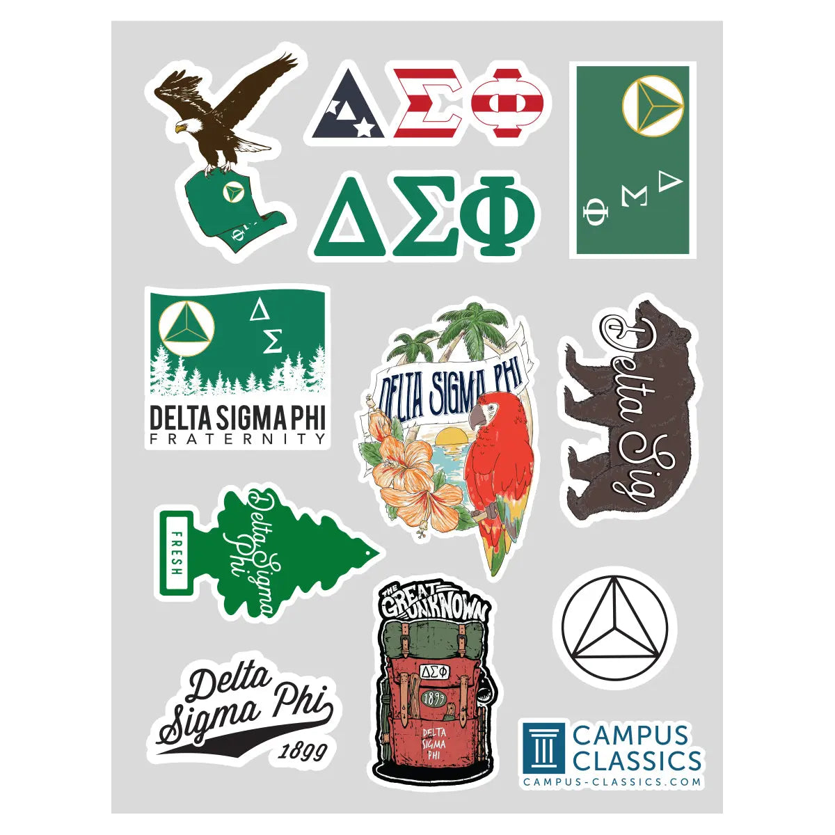Delta Sig Sticker Sheet - Campus Classics