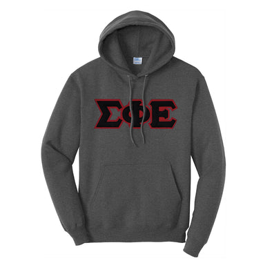 SigEp Dark Heather Hoodie with Sewn On Letters
