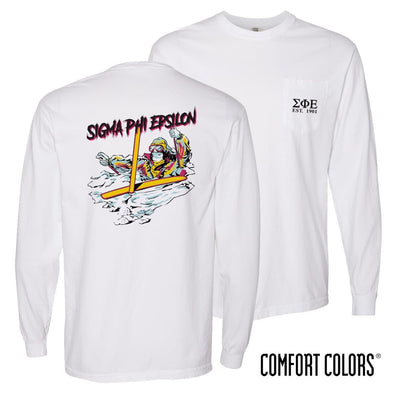 SigEp Comfort Colors White Long Sleeve Ski-leton Tee | Sigma Phi Epsilon | Shirts > Long sleeve t-shirts