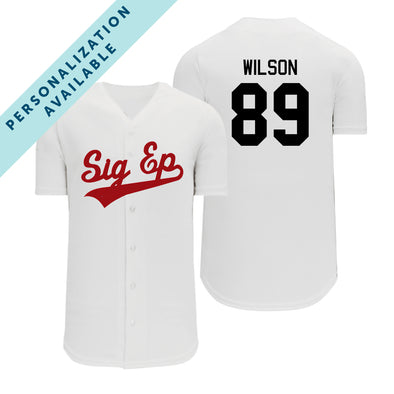 SigEp Personalized White Mesh Baseball Jersey