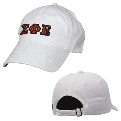 SigEp White Greek Letter Adjustable Hat | Sigma Phi Epsilon | Headwear > Billed hats