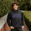Delt Black Hoodie with Sewn On Twill Letters