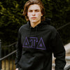 Delt Black Hoodie with Black Sewn On Letters