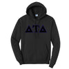 Delt Black Hoodie with Black Sewn On Letters