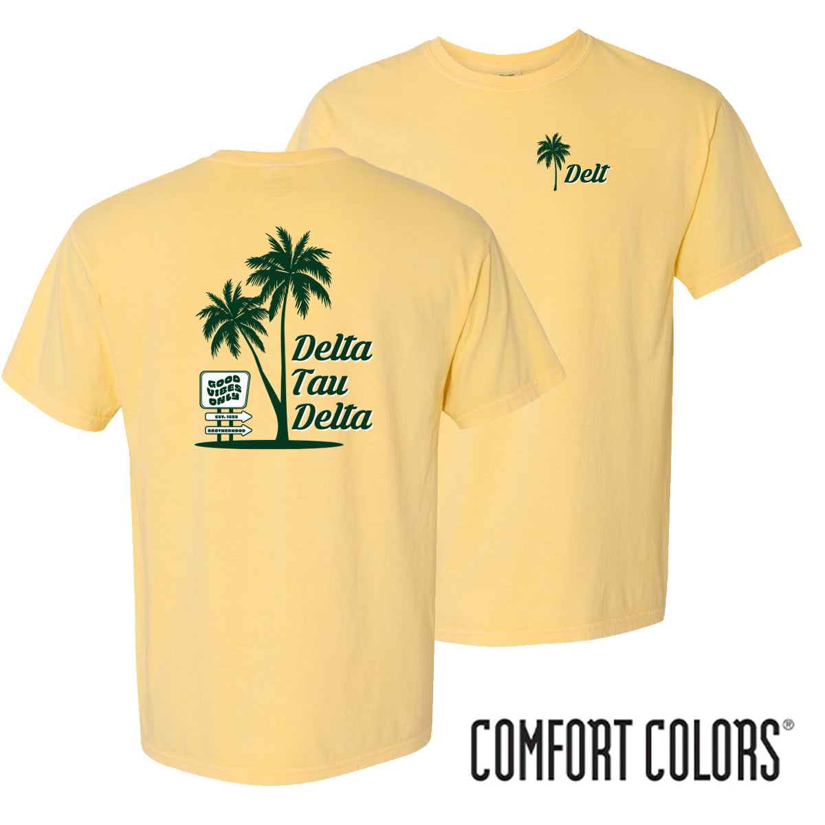 Delt Comfort Colors Good Vibes Palm Tree Tee – Campus Classics