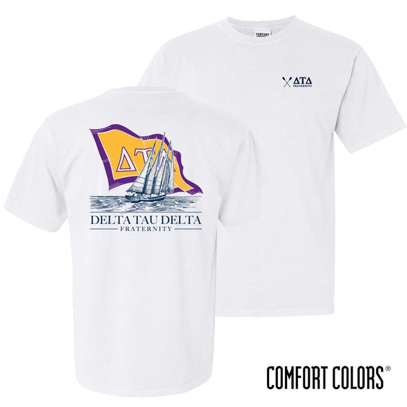Delt Comfort Colors White Seafarer Short Sleeve Tee | Delta Tau Delta | Shirts > Short sleeve t-shirts