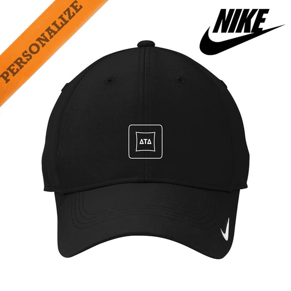 Delt Personalized Black Nike Dri-FIT Performance Hat | Delta Tau Delta | Headwear > Billed hats