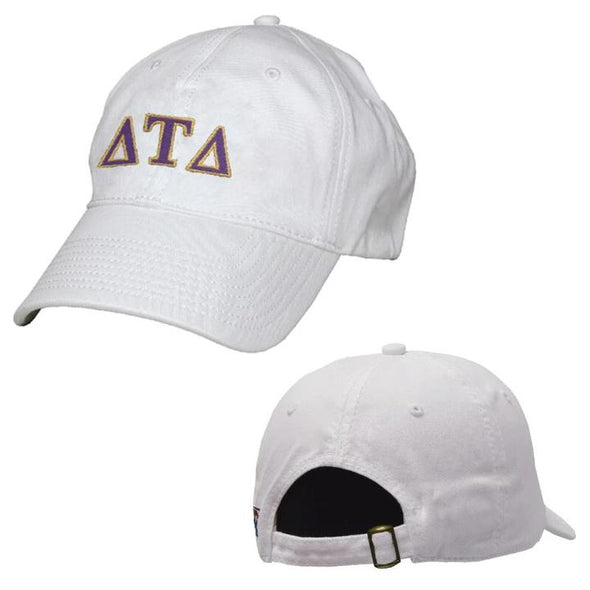 Delt White Greek Letter Adjustable Hat | Delta Tau Delta | Headwear > Billed hats
