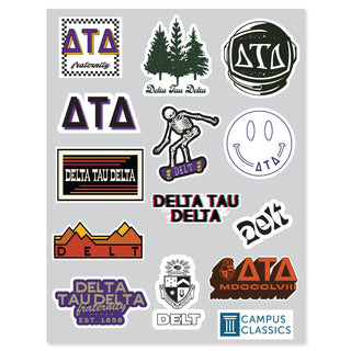 Delt Retro Sticker Sheet Delta Tau Delta
