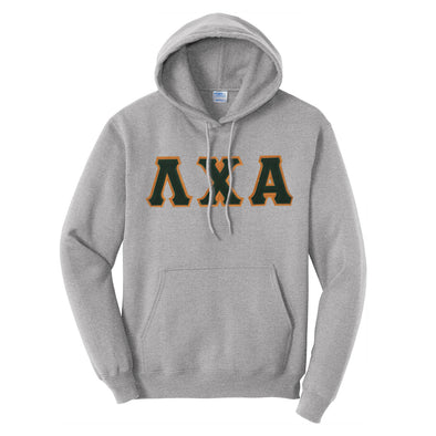 Lambda Chi Heather Gray Hoodie With Sewn On Letters