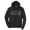 Lambda Chi Black Hoodie with Sewn On Greek Letters