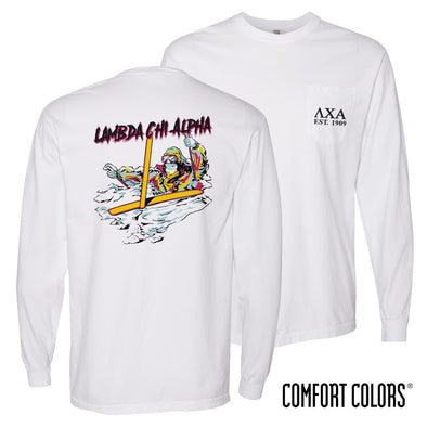 Lambda Chi Comfort Colors White Long Sleeve Ski-leton Tee | Lambda Chi Alpha | Shirts > Long sleeve t-shirts