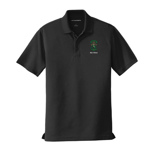 Personalized Lambda Chi Crest Black Performance Polo | Lambda Chi Alpha | Shirts > Short sleeve polo shirts