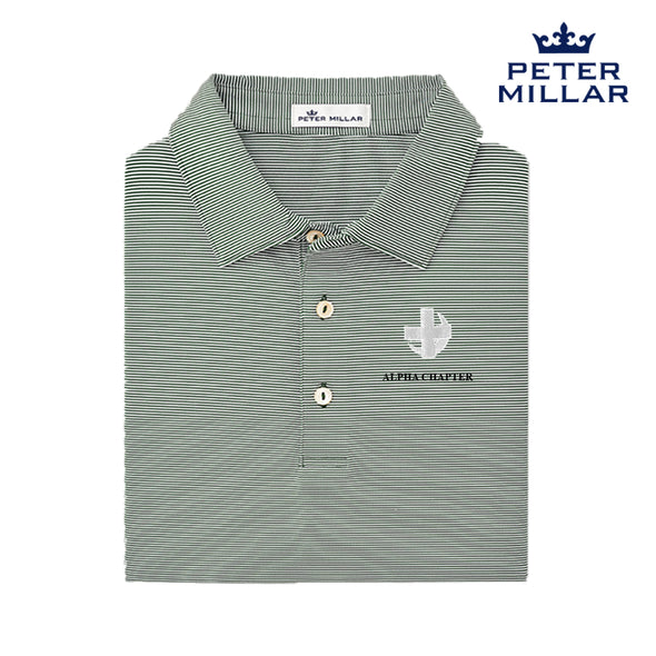 Lambda Chi Personalized Peter Millar Jubilee Stripe Stretch Jersey Polo with Symbol