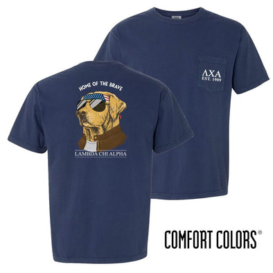 Lambda Chi Comfort Colors Short Sleeve Navy Patriot Retriever Tee | Lambda Chi Alpha | Shirts > Short sleeve t-shirts