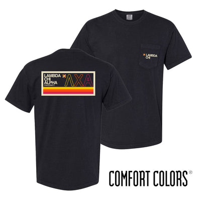 Lambda Chi Comfort Colors Spectrum Black Short Sleeve Pocket Tee