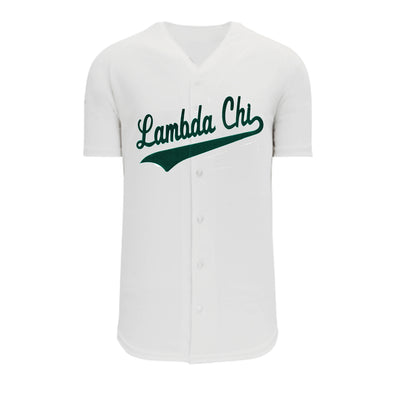 Lambda Chi White Mesh Baseball Jersey