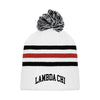 Lambda Chi White Hockey Knit Beanie | Lambda Chi Alpha | Headwear > Beanies
